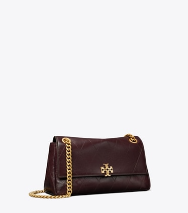 Tory Burch designer sacs porté épaule Petit sac à bandoulière matelassé Charlie dans Vintage Bordeaux angle