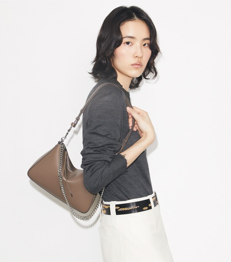 Tory Burch designer sacs porté épaule Petit sac à bandoulière Perry dans Wild Mushroom accessoire sur le modèle