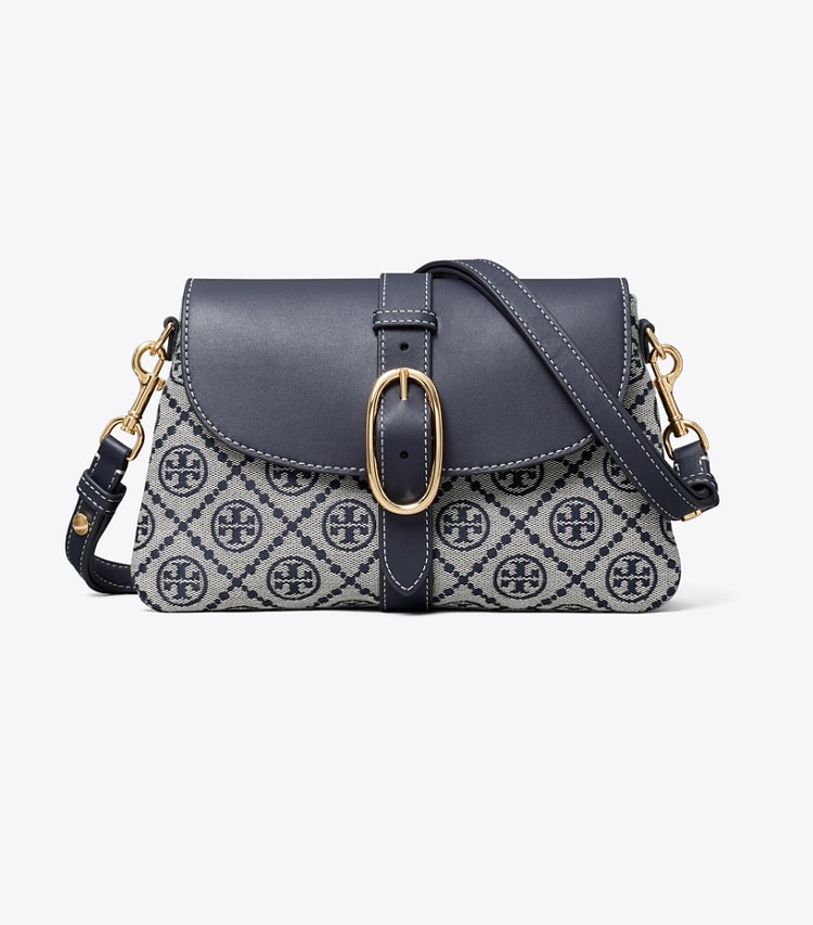Tory Burch designer sacs porté épaule Petit sac à bandoulière souple T Monogram dans Tory Navy de face