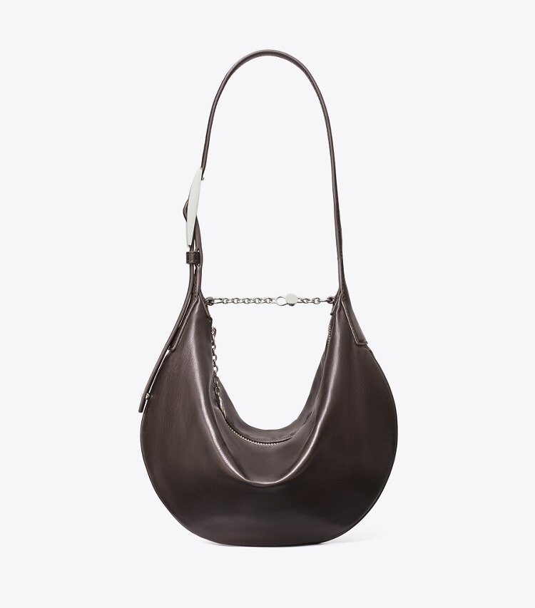 Tory Burch designer sacs porté épaule Petit sac Balloon en cuir in Warm Mahogany front