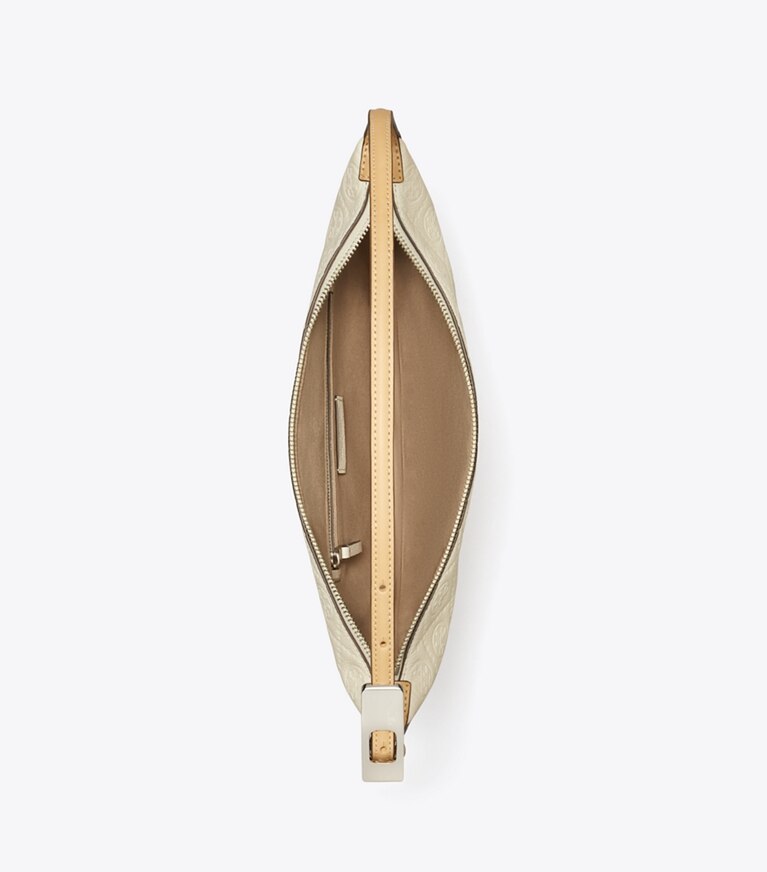 Tory Burch designer sacs porté épaule Petit sac Balloon T Monogram en cuir grainé in Warm White angle