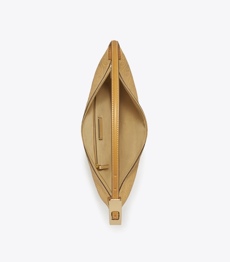 Tory Burch designer sacs porté épaule Petit sac Balloon T Monogram en cuir grainé in Biscotti angle