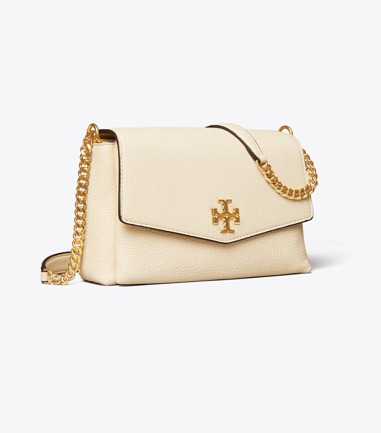 Tory Burch designer sacs porté épaule Petit sac bandoulière convertible Kira en cuir grainé dans New Cream angle