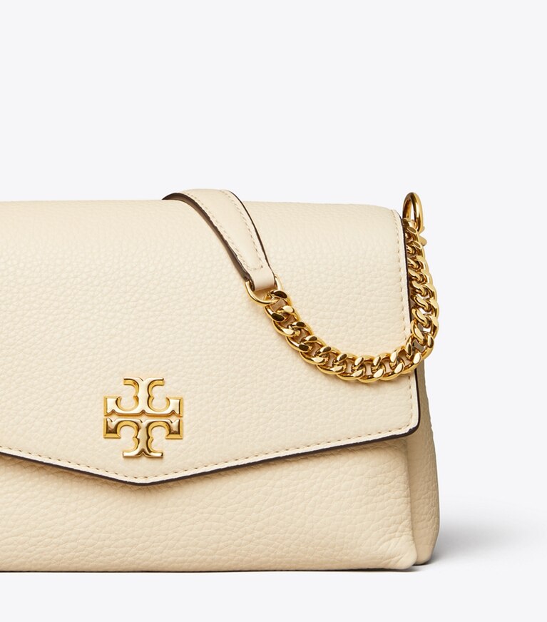 Tory Burch designer sacs porté épaule Petit sac bandoulière convertible Kira en cuir grainé dans New Cream détails