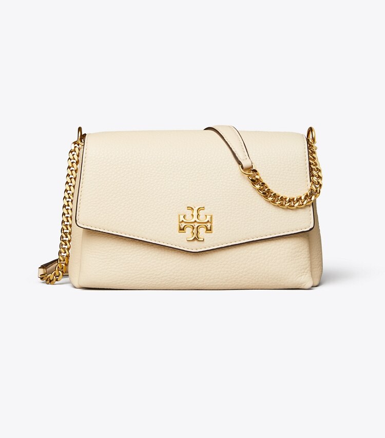 Tory Burch designer sacs porté épaule Petit sac bandoulière convertible Kira en cuir grainé dans New Cream de face