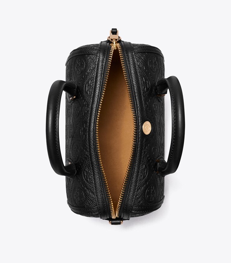 Tory Burch designer sacs à bandoulière Petit sac baril grainé T Monogram dans BLACK vue du dessus