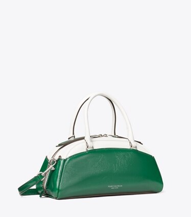 Tory Burch designer sacs à bandoulière Petit sac bowling colorblock dans Sapphire Green angle