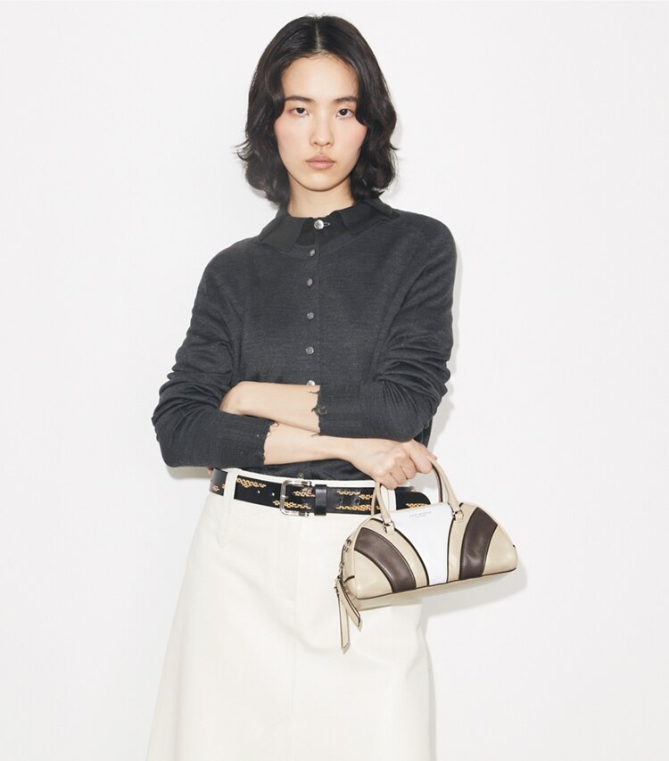 Tory Burch designer sacs à bandoulière Petit sac bowling matelassé Moto dans Multi supplémentaire sur le modèle