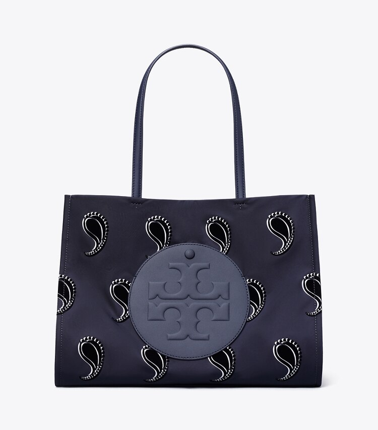 Tory Burch designer cabas Petit sac cabas imprimé Ella in Medium Navy Pajama Print front