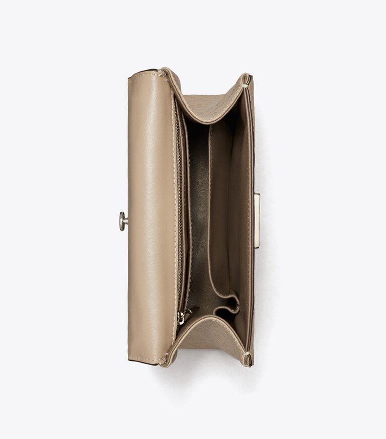 Tory Burch designer sac à main Petit sac Deville T Monogram en relief in Fresh Clay angle