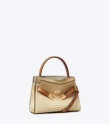 Tory Burch designer sacs à bandoulière Petit sac double Lee Radziwill à motif serpent dans Butter angle