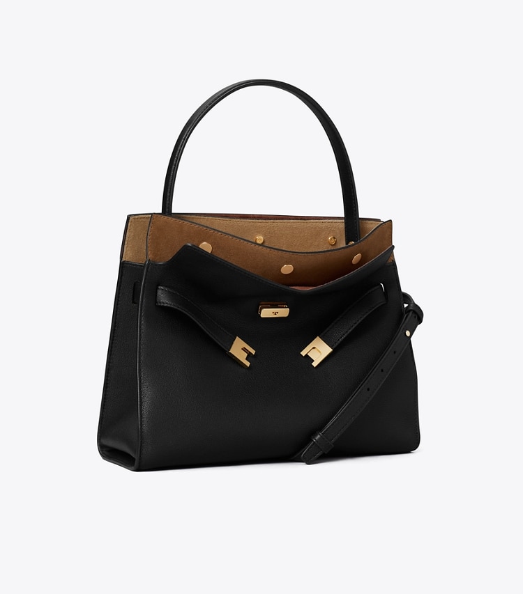 Tory Burch designer sac à main Petit sac double Lee Radziwill dans Black angle
