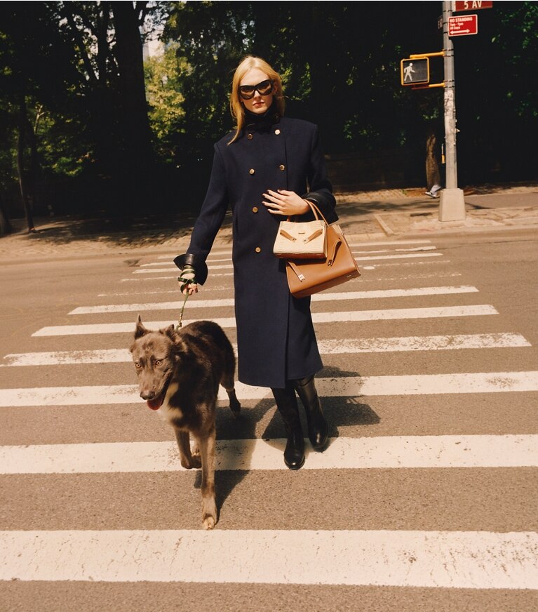 Tory Burch designer sac à main Petit sac double Lee Radziwill dans Aged Tan campagne