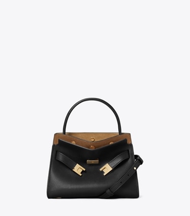 Tory Burch designer sacs à bandoulière Petit sac double Lee Radziwill dans Black de face