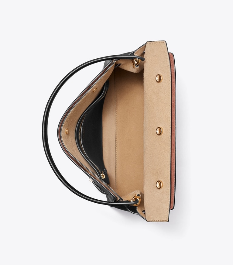 Tory Burch designer sac à main Petit sac double Lee Radziwill dans Black vue du dessus