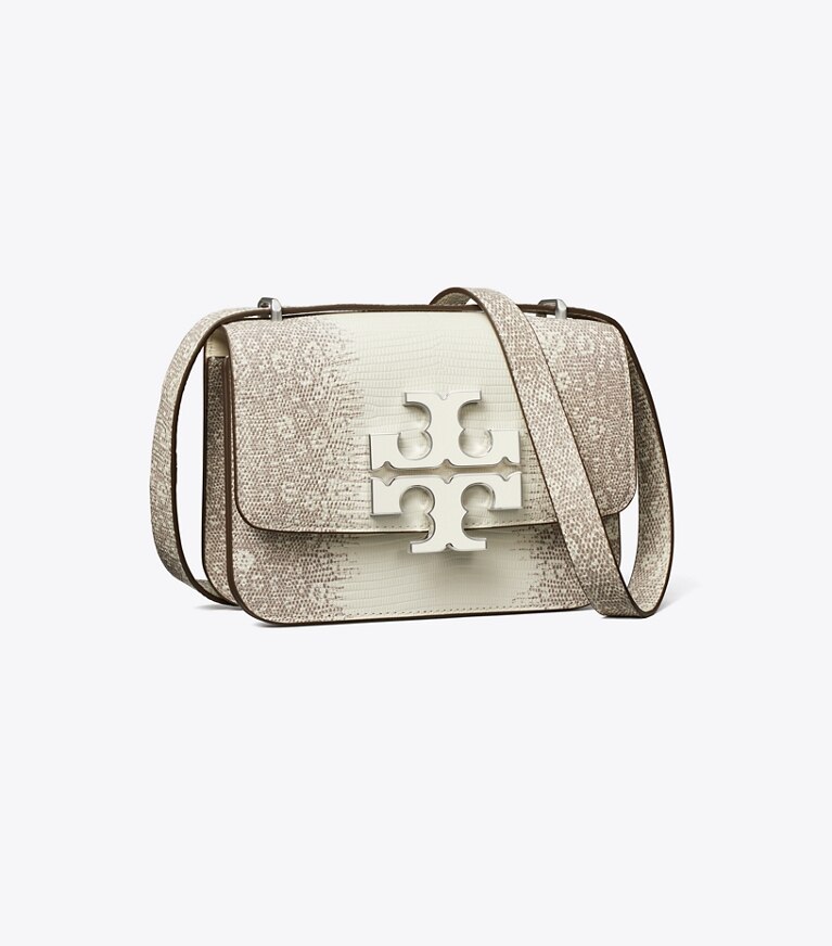 Tory Burch designer sacs porté épaule Petit sac Eleanor à effet lézard dans Cool White angle