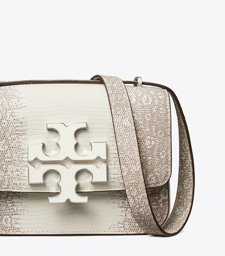 Tory Burch designer sacs porté épaule Petit sac Eleanor à effet lézard dans Cool White détails