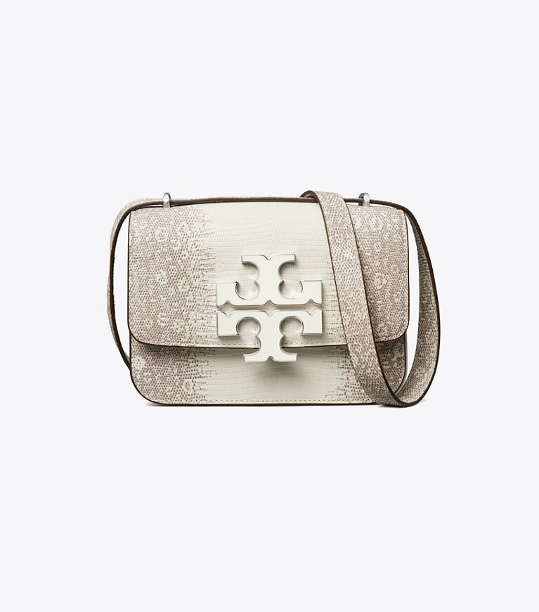 Tory Burch designer sacs porté épaule Petit sac Eleanor à effet lézard dans Cool White de face
