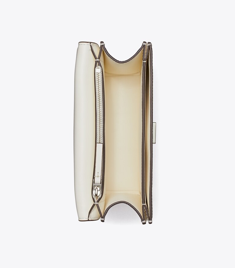 Tory Burch designer sacs porté épaule Petit sac Eleanor à effet lézard dans Cool White vue du dessus