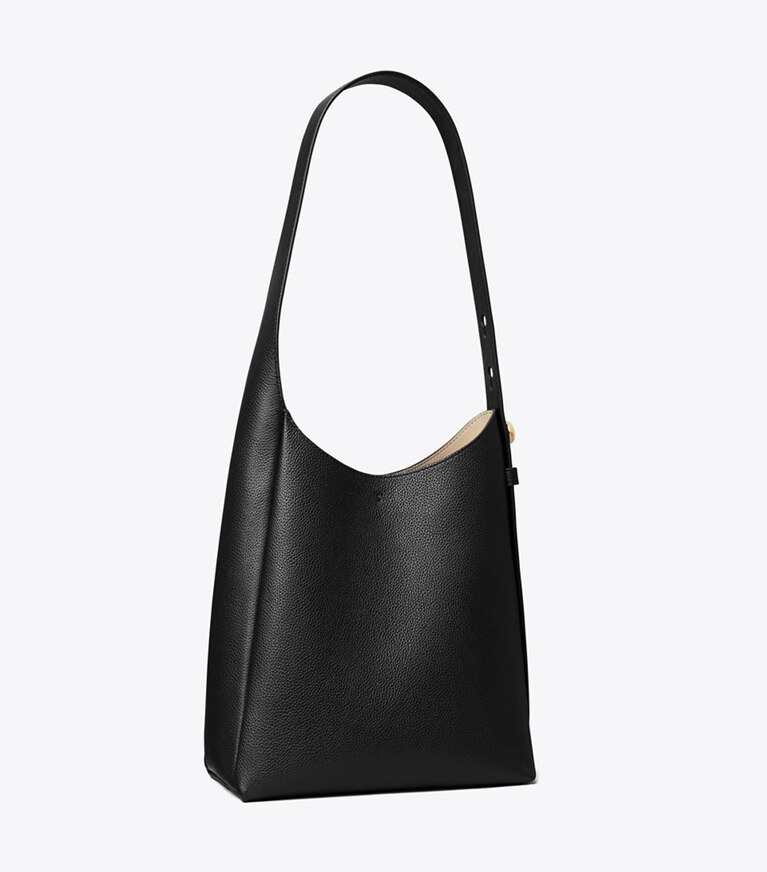 Tory Burch designer sacs hobo Petit sac Hobo Romy in Black angle