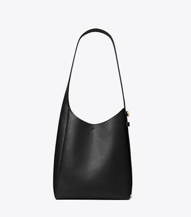 Tory Burch designer sacs hobo Petit sac Hobo Romy in Black front