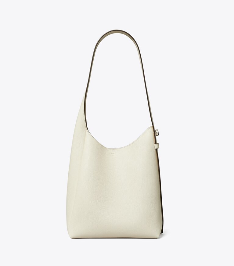 Tory Burch designer sacs hobo Petit sac Hobo Romy in Light Cream angle