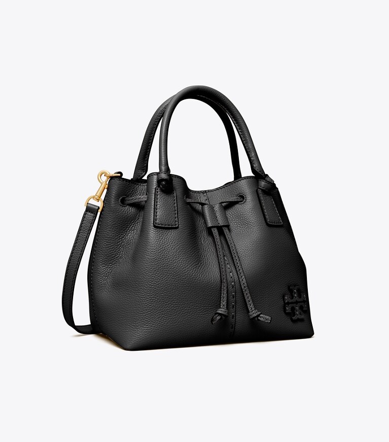 Tory Burch designer sac à main Petit sac McGraw à cordon de serrage dans Black angle