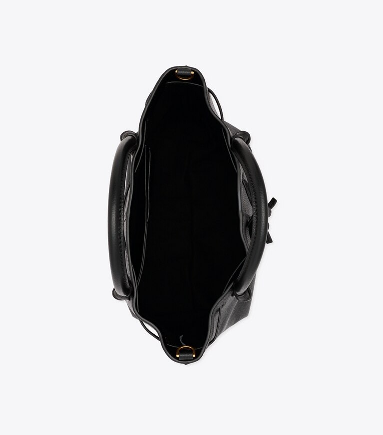 Tory Burch designer sac à main Petit sac McGraw à cordon de serrage dans Black vue du dessus