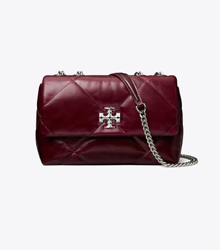 Tory Burch designer sacs porté épaule Petit sac porté épaule aspect usé matelassé à losanges Kira dans Dark Carmine de face