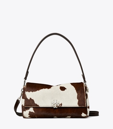 Tory Burch designer sacs porté épaule Petit sac porté épaule Charlie en cuir de veau façon poulain in Mocha Brown / Shea Butter front