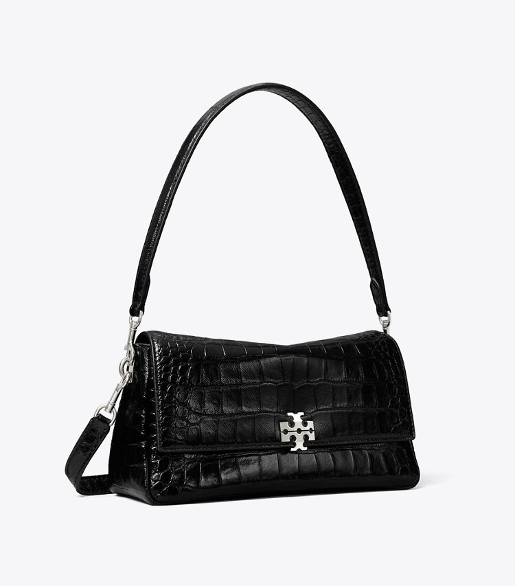 Tory Burch designer sacs porté épaule Petit sac porté épaule Charlie en cuir embossé effet croco in Black angle