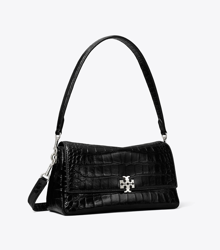 Tory Burch designer sacs porté épaule Petit sac porté épaule Charlie en cuir embossé effet croco in Black angle