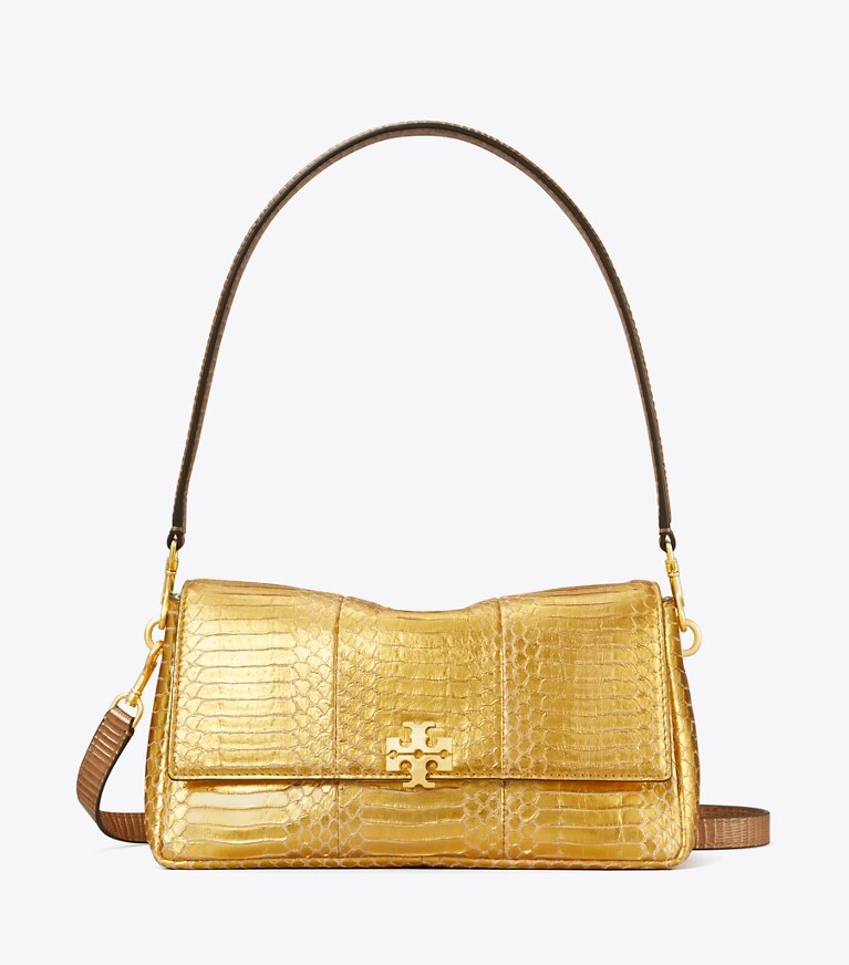 Tory Burch designer sacs porté épaule Petit sac porté épaule Charlie en serpent dans Gold de face