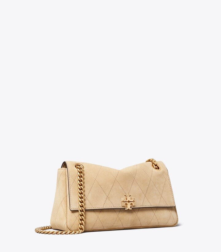 Tory Burch designer sacs porté épaule Petit sac porté épaule Charlie matelassé en daim in Stone angle