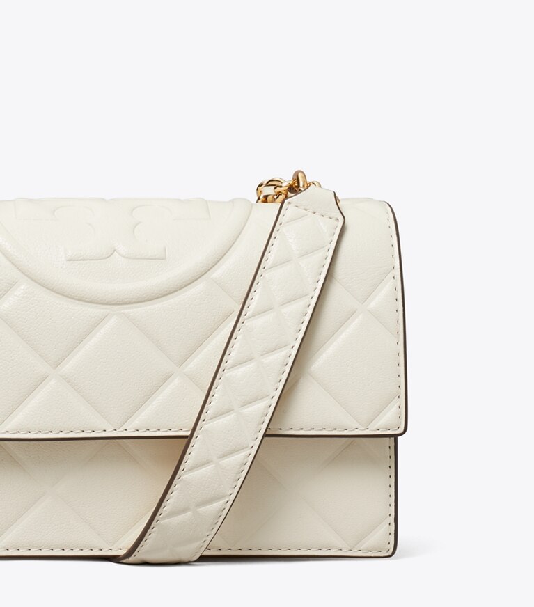 Tory Burch designer sacs porté épaule Petit sac porté épaule convertible Fleming in Light Cream informations