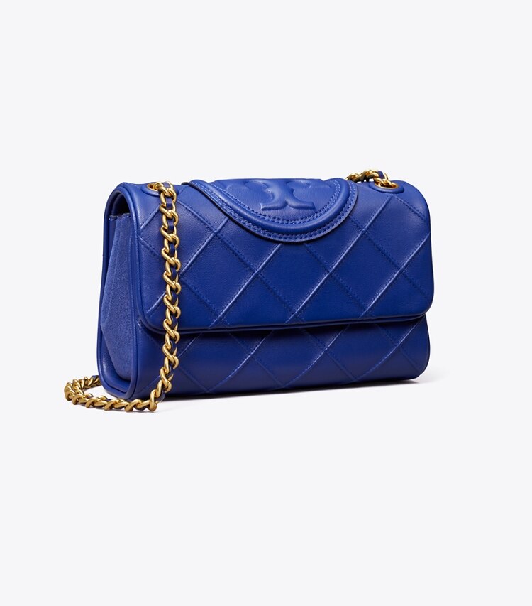 Tory Burch designer sacs porté épaule Petit sac porté épaule convertible Fleming en cuir souple in Navy Day angle