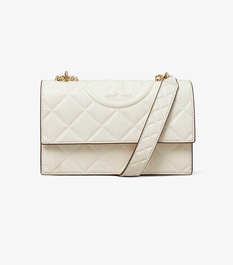 Tory Burch designer sacs porté épaule Petit sac porté épaule convertible Fleming in Light Cream front