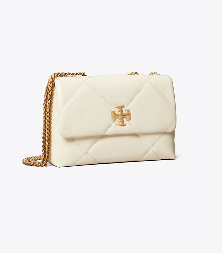 Tory Burch designer sacs porté épaule Petit sac porté épaule convertible Kira à matelassage losange in Warm White angle