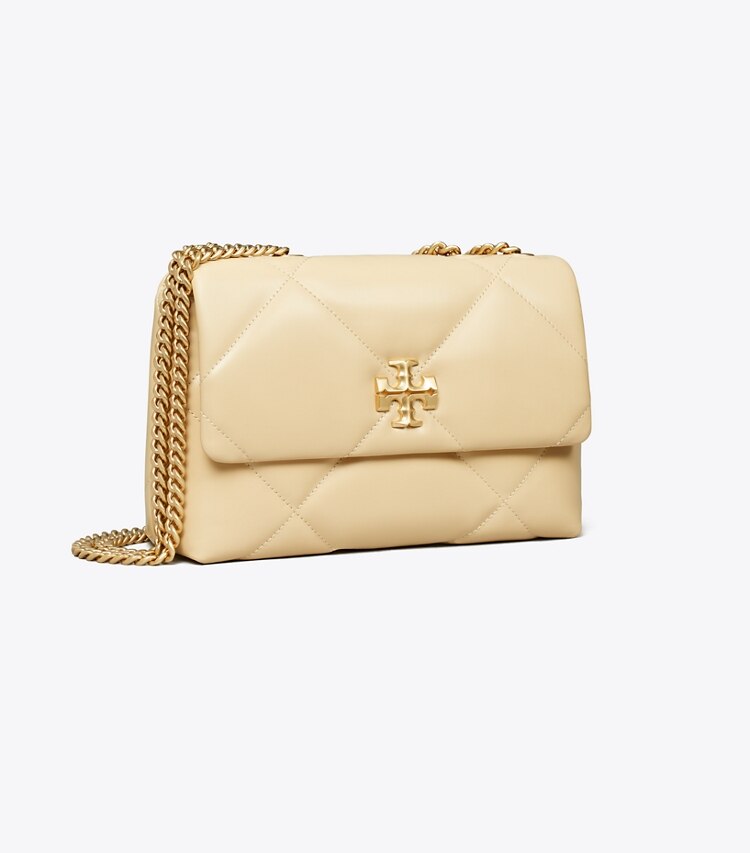 Tory Burch designer sacs porté épaule Petit sac porté épaule convertible Kira à matelassage losange in Vanilla Soft Serve angle
