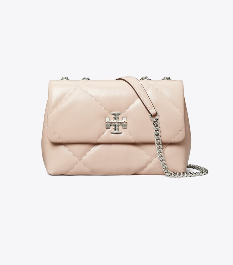 Tory Burch designer sacs porté épaule Petit sac porté épaule convertible Kira à matelassage losange in Soft Pink front