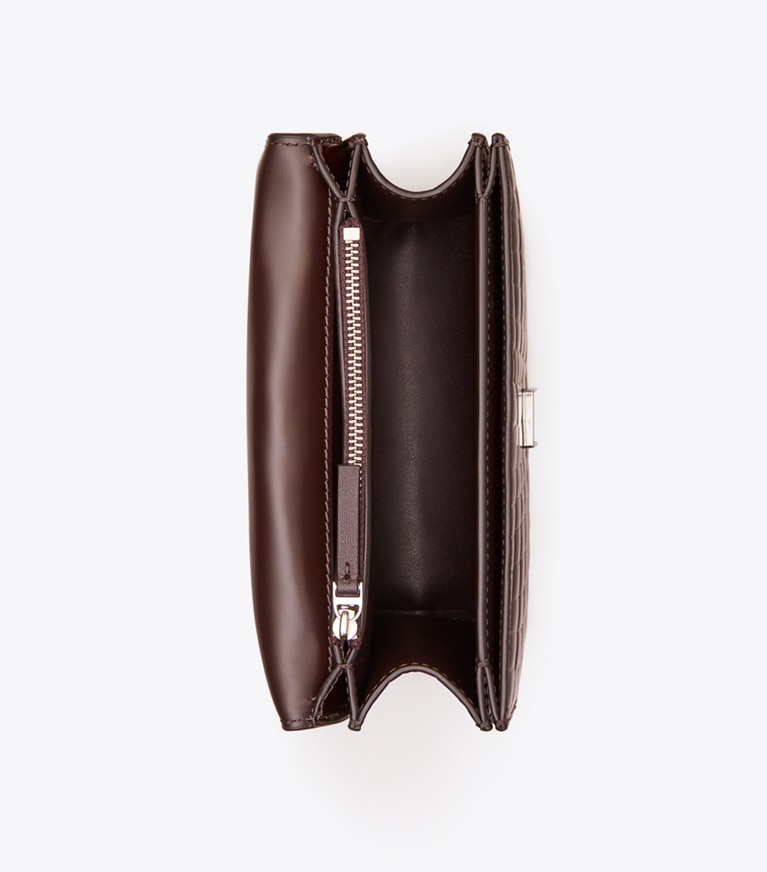 Tory Burch designer sacs porté épaule Petit sac porté épaule Eleanor à motif croco embossé in Deep Burgundy angle