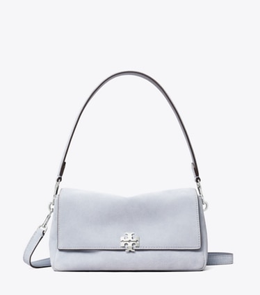 Tory Burch designer sacs porté épaule Petit sac porté épaule en daim Charlie in Light Blue front