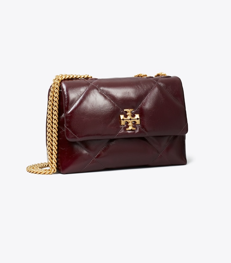 Tory Burch designer sacs porté épaule Petit sac porté épaule Kira à matelassage losange vieilli in Dark Carmine / GOLD angle