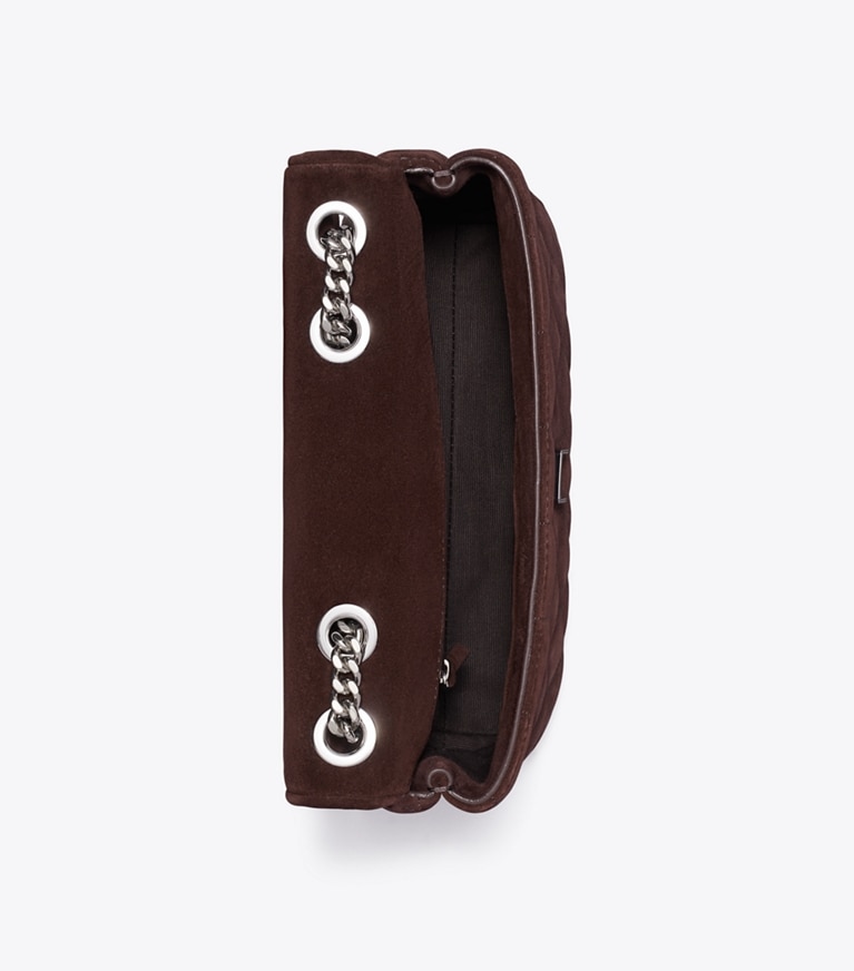 Tory Burch designer sacs porté épaule Petit sac porté épaule Kira en daim matelassé in Licorice dessus