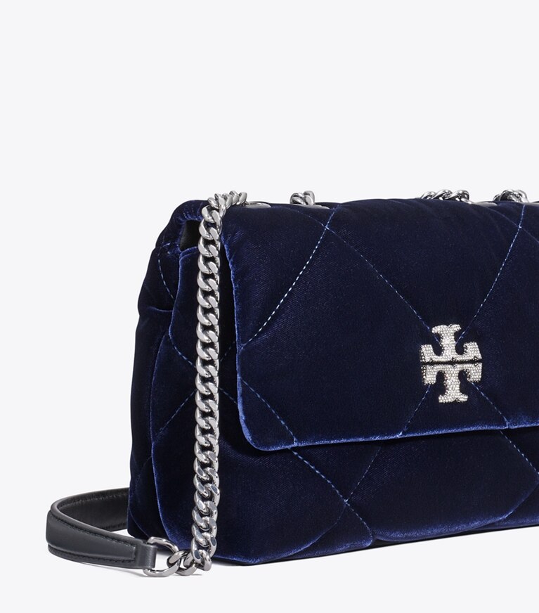 Tory Burch designer sacs porté épaule Petit sac porté épaule Kira en velours à matelassage losange et cristaux in PERFECT NAVY informations