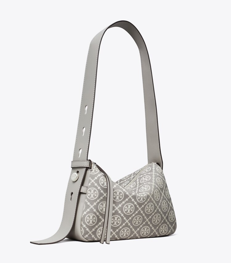 Tory Burch designer sacs porté épaule Petit sac porté épaule Romy T Monogram in Gray angle