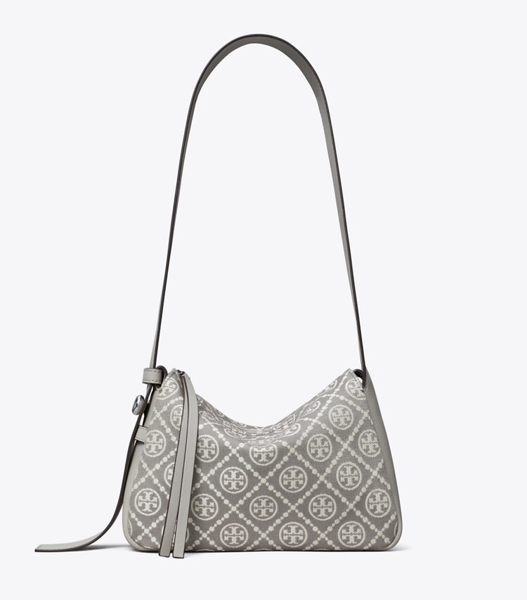 Tory Burch designer sacs porté épaule Petit sac porté épaule Romy T Monogram in Gray front