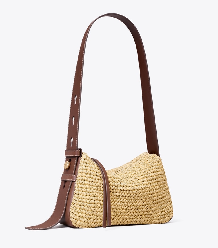 Tory Burch designer sacs porté épaule Petit sac porté épaule tissé Romy in Natural angle