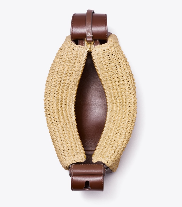 Tory Burch designer sacs porté épaule Petit sac porté épaule tissé Romy in Natural dessus