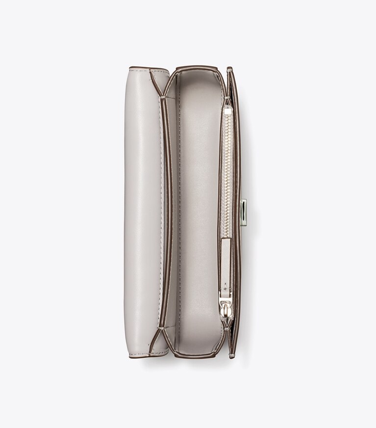 Tory Burch designer sacs porté épaule Petit sac rectangulaire Eleanor T Monogram in Gray angle